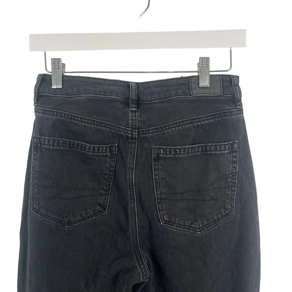 American Eagle Comfort Stretch Mom Jean Charcoal Wash Distressed Hi-Rise Women 2 - Image 6