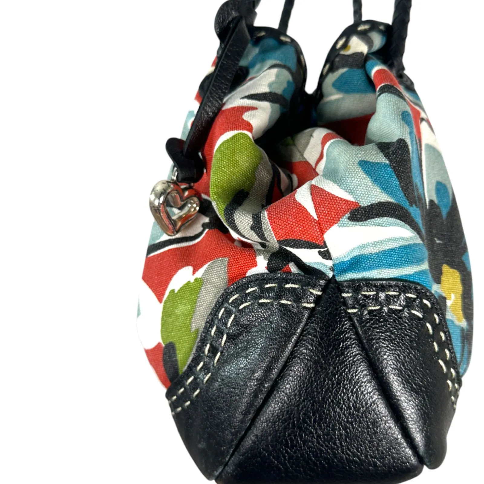 Brighton Lily Bag Floral Flower Woven Leather Straps Shoulder Bag Handbag Purse - Image 6