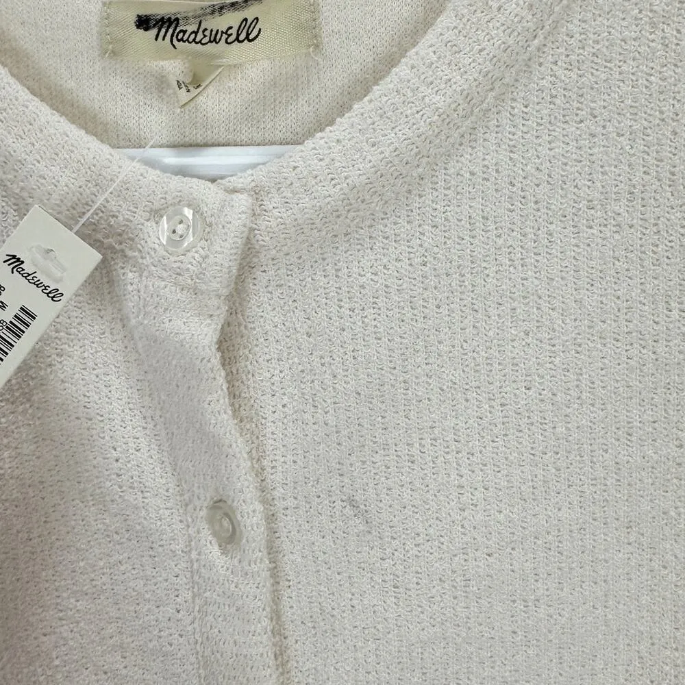 Madewell Split Crewneck Cardigan Tank Lighthouse Beige Knit Vest Medium NWT - Image 13
