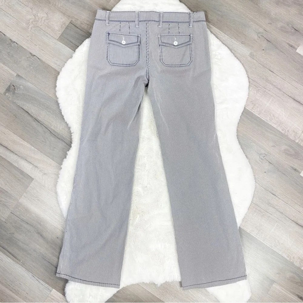 Grane Y2K Seersucker Stripe Low Rise Wide Leg‎ Trouser Pants Blue White Juniors Size undefined - Image 4