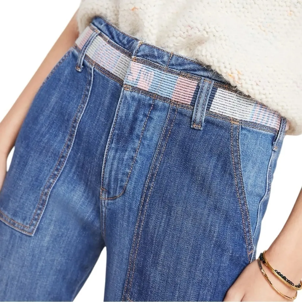 Pilcro Women’s Size 27 Blue High-Rise Patchwork Embroidered Slim Boyfriend Jeans - Image 5