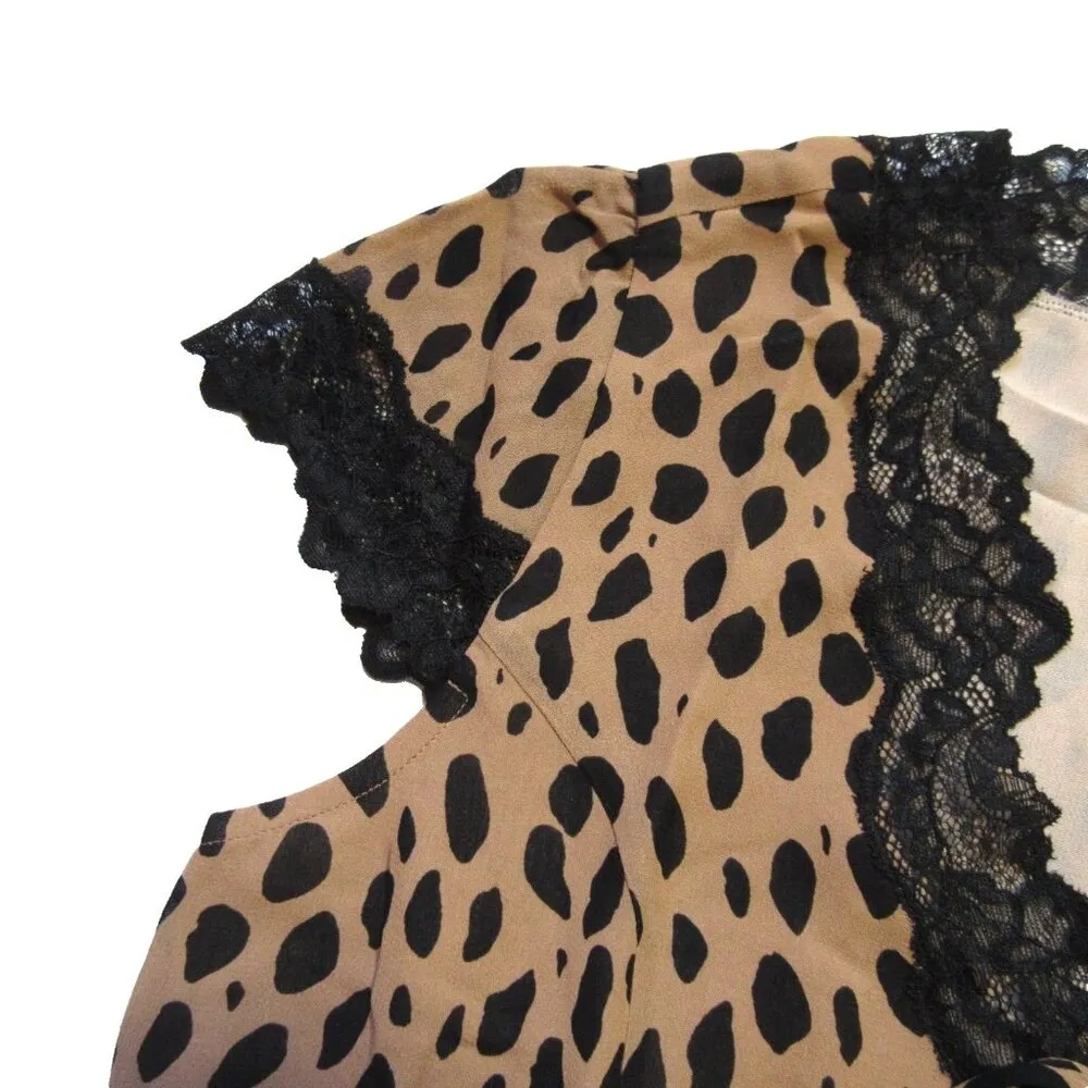 NWT Reformation Tiffie Midi in Bobcat Animal Print Lace Trim Dress 6 - Image 4