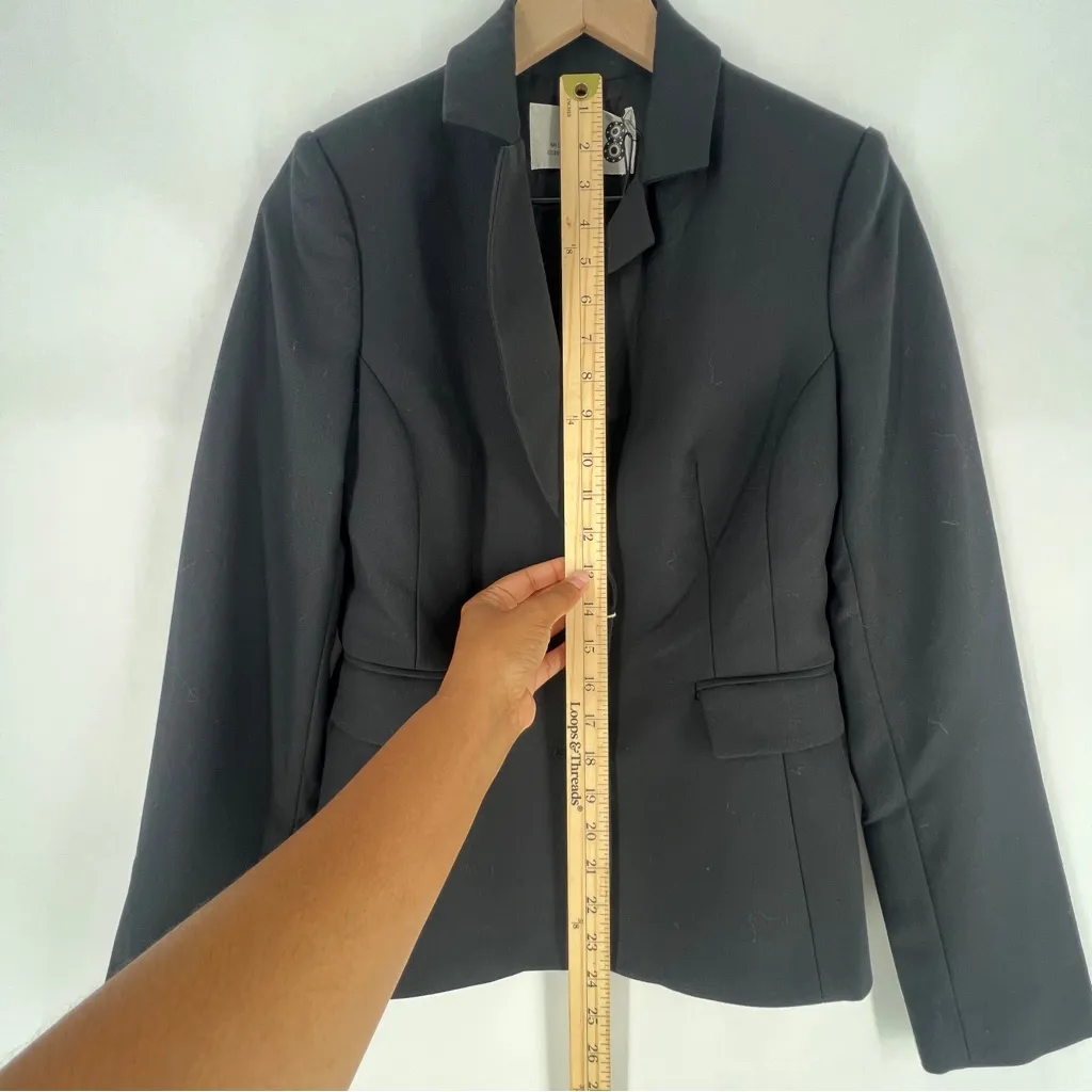 My Contemporary Essentials Wardrobe Women's Wool Black 2 Button‎ Blazer Size 4 - Image 15