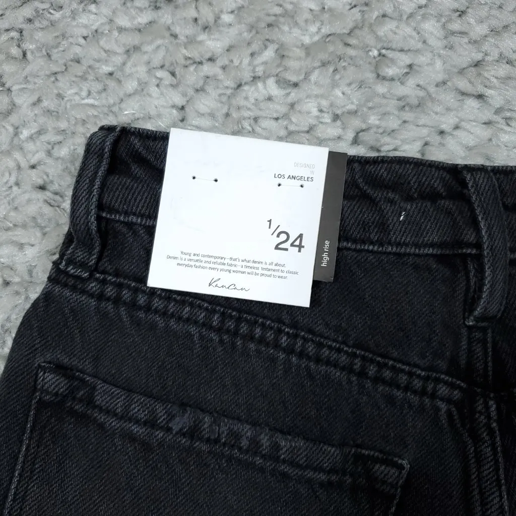 KanCan Ultra High Rise Mom Shorts Jean Denim Cutoff Distressed Black Size 1 24 - Image 3