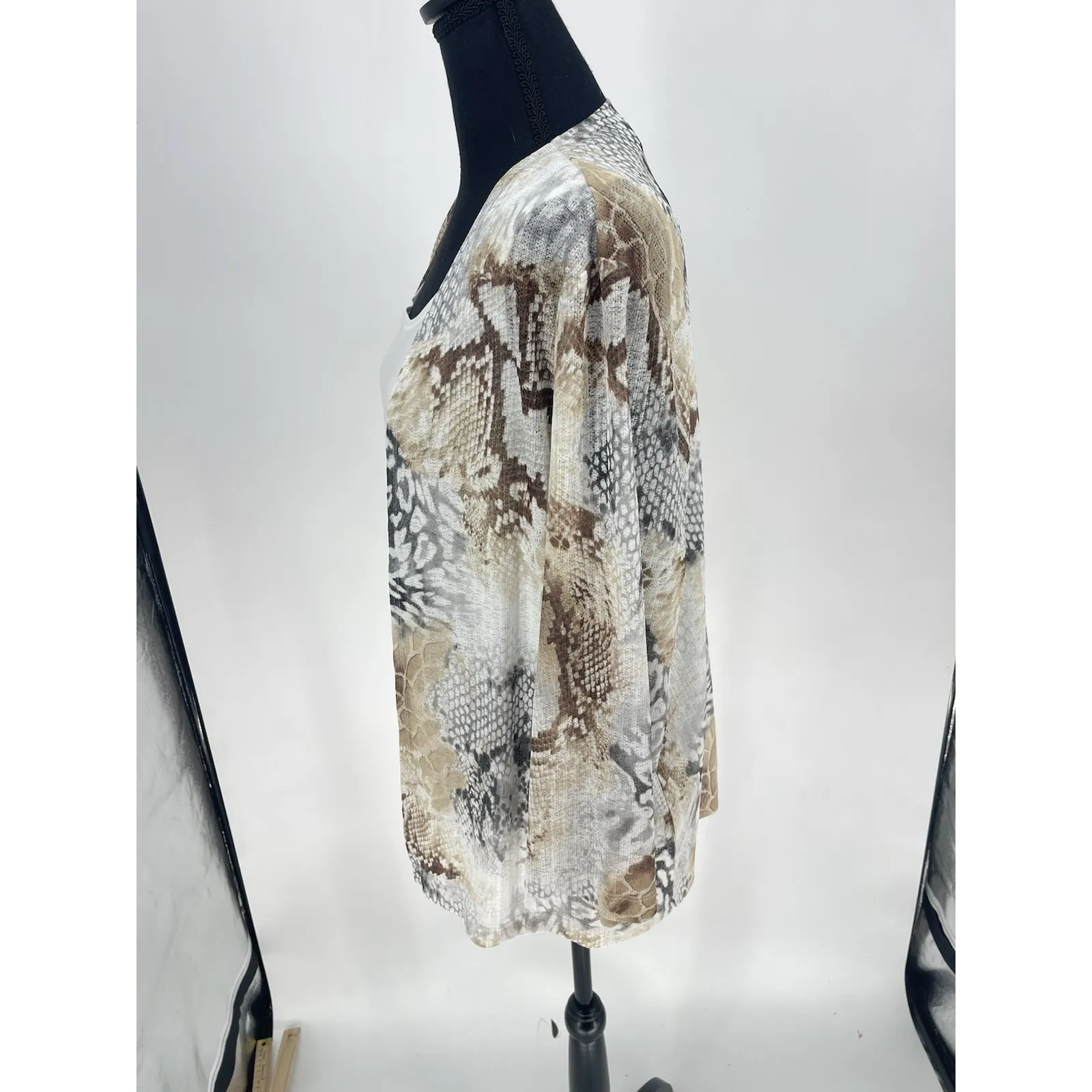 Alfred Dunner Ladies Sheer Lightweight Open Cardigan Size L Mixed Prints Bin11 - Image 5