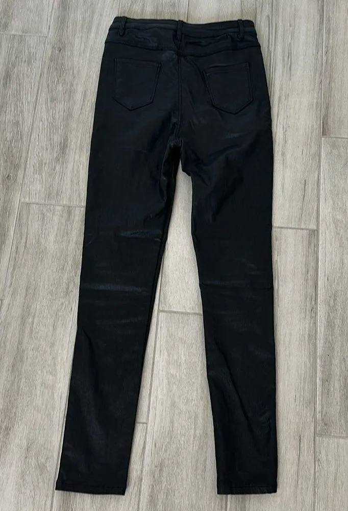 Apperloth High-Rise Black Coated Skinny Pants / Faux Leather / Size S - Image 10