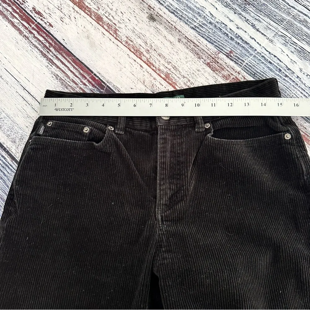 Vintage Lauren Ralph Lauren Black Corduroy Straight Leg Pants​ Size 8P - Image 7