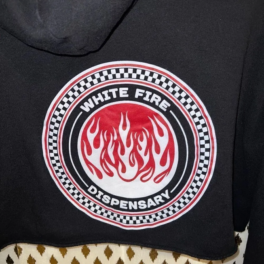 White fire dispensary crop top cropped hoodie size S - Image 4