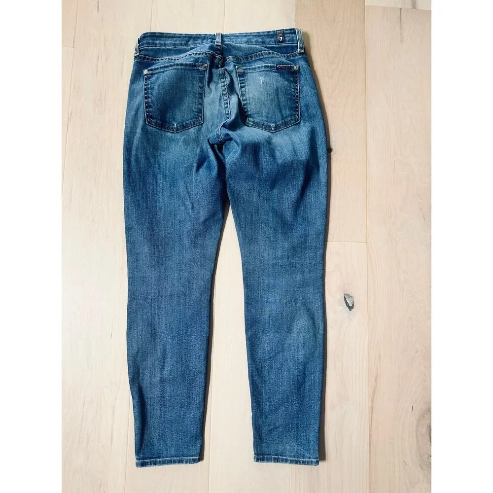 7 For All Mankind Jeans Size 27 Distressed Skinny Denim Ankle Holey - Image 4