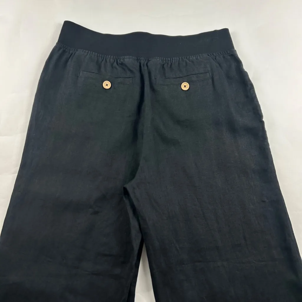 Soft Surroundings Black Linen Wide Leg Pull On Pant M - Image 7