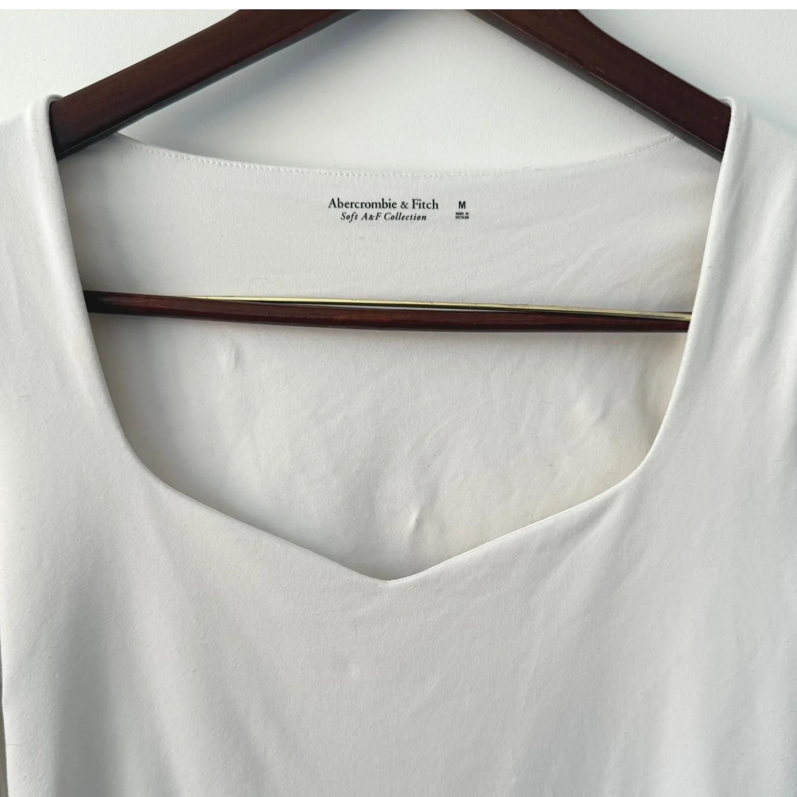 Abercrombie & Fitch Soft Bodysuit White Square Neck Long Sleeve Women's Size M - Image 6