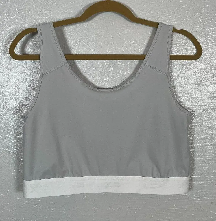 TomboyX Women 2X Light Gray Compression Top Medium Support Lined Bra Minimizer - Image 1