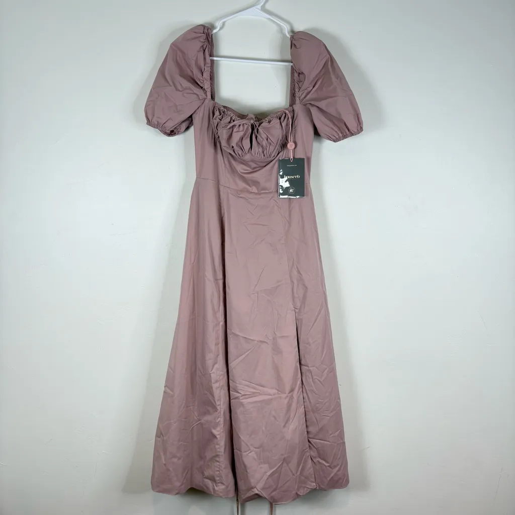House of CB Tallulah Blush Puff Sleeve Midi Dress Size Medium - Image 2