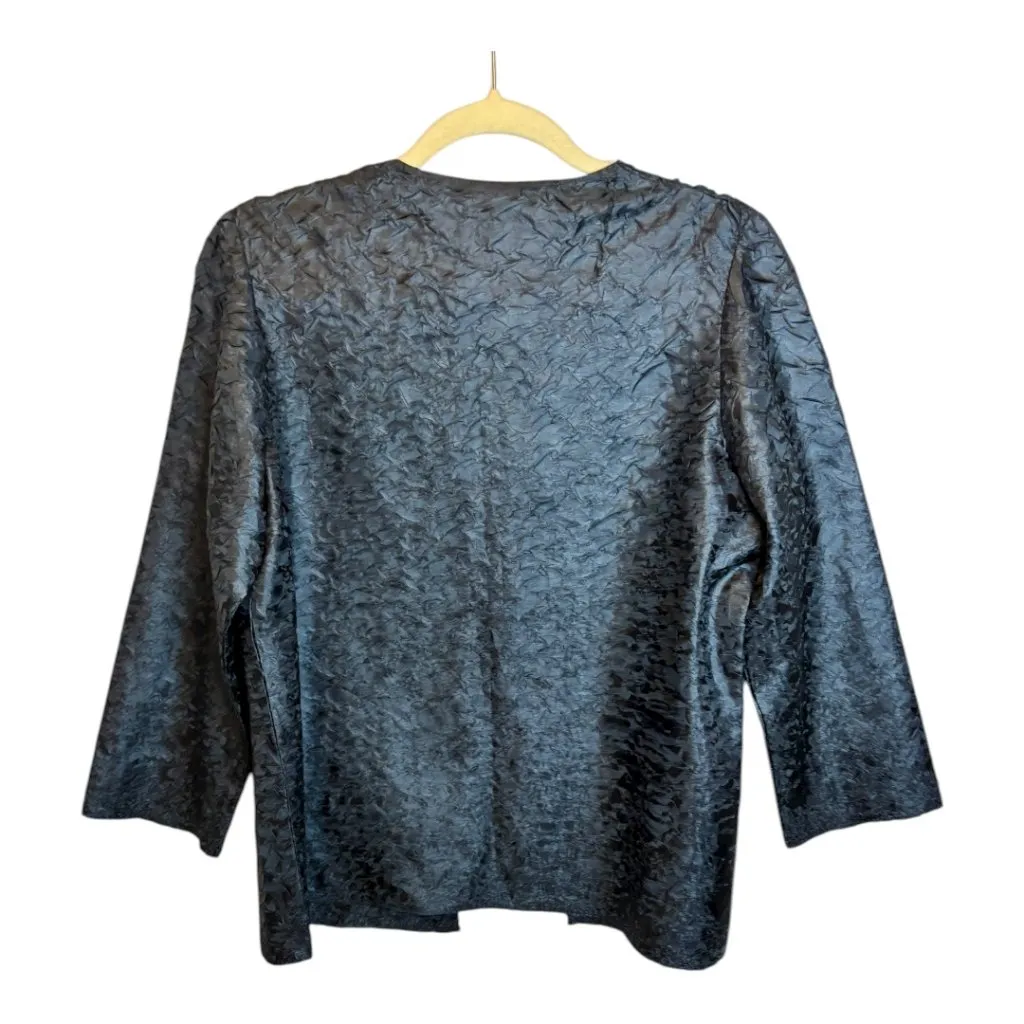 Chico's Jacket Women's Size‎ Medium 3/4 sleeve textured Formal Navy Chicos 1 - Image 2