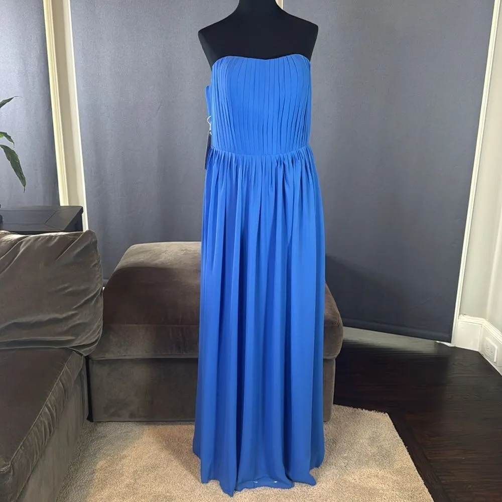 Women’s Blue Full Length Strapless Formal Dress Matching Shawl Size XL (14) NEW - Image 3