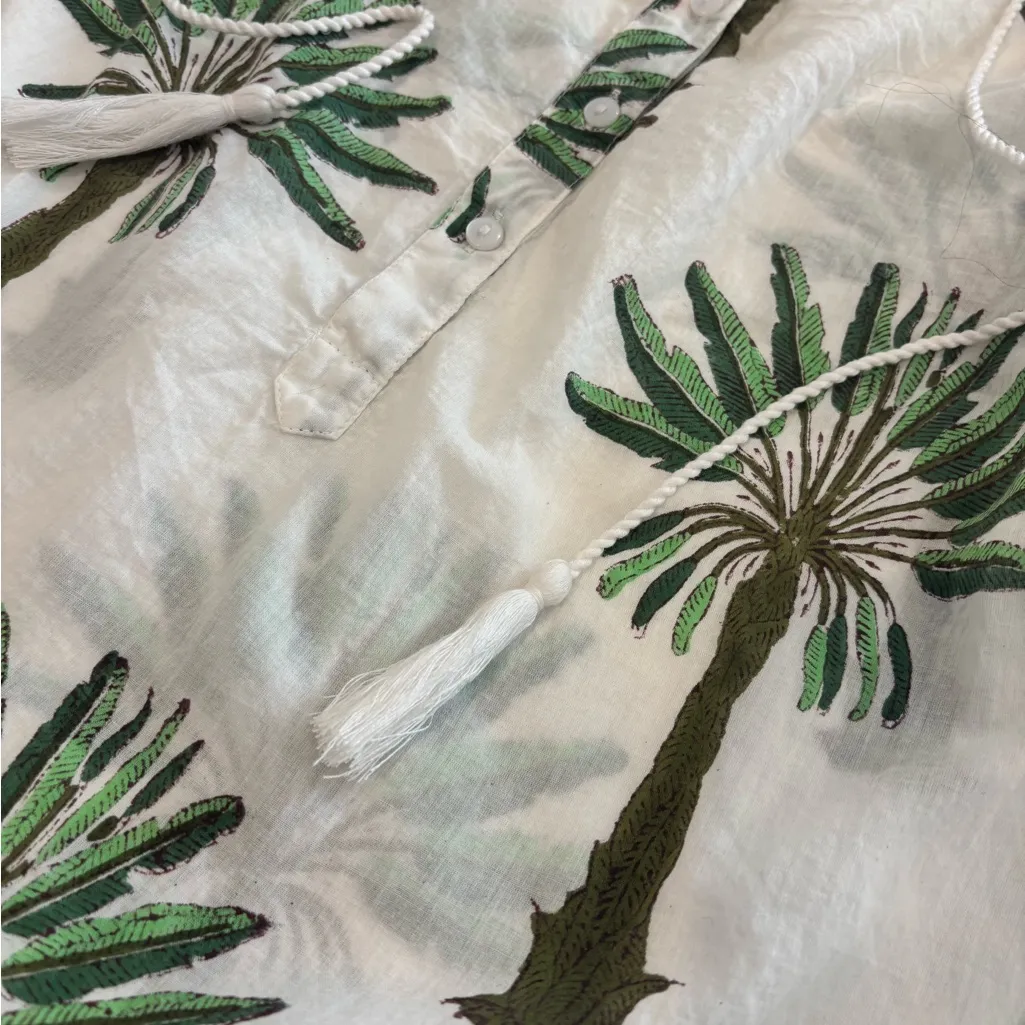 Emerson Fry Curation Bardot Top Palm Trees White Size M - Image 5