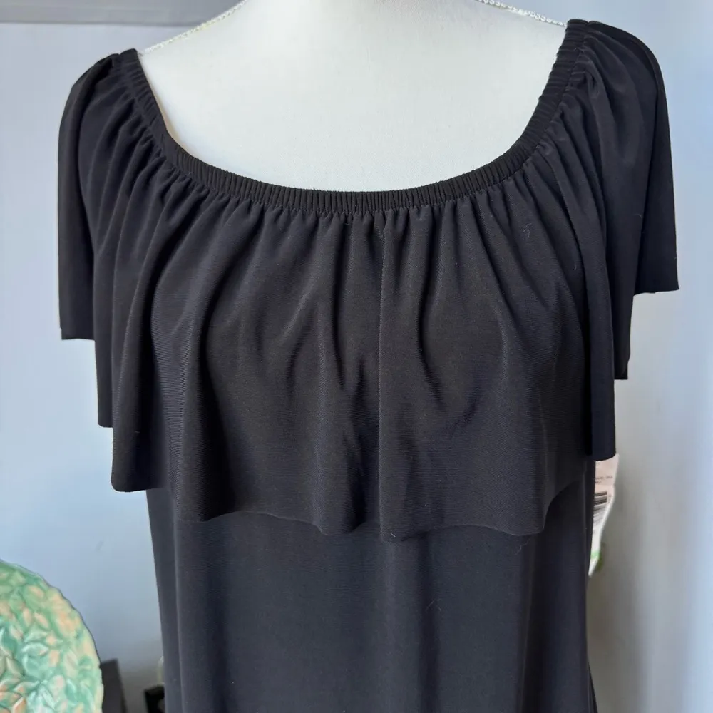 NWT Tiana B. Little Black Dress Ruffle Top Off - Image 3