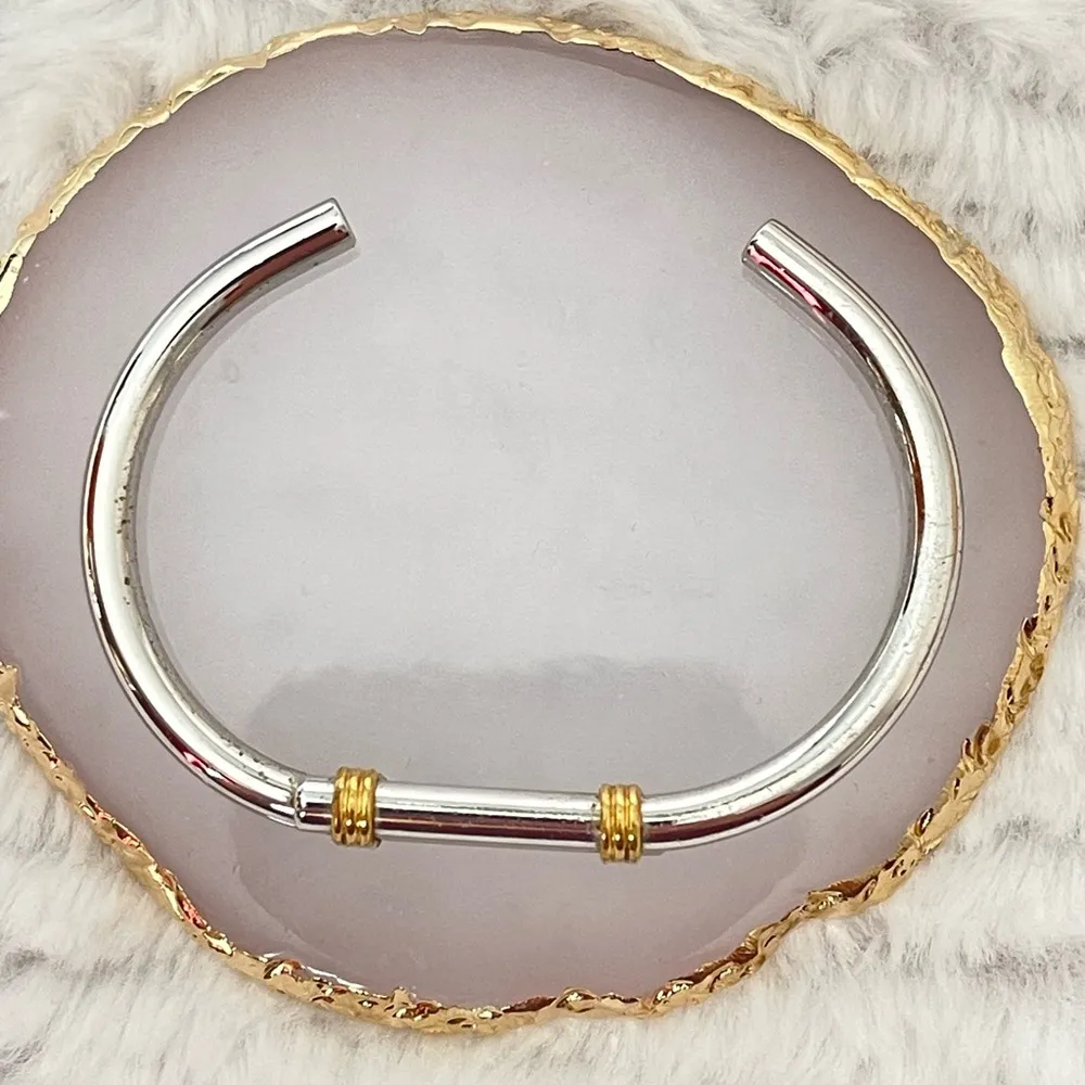 Vintage Speidel Bracelet Mixed Metal Cuff Bangle Silver - Image 3