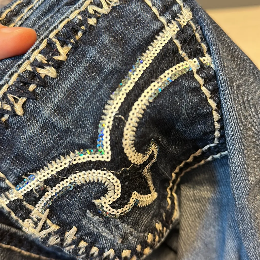 Rock Revival “Charlotte” Easy Boot Cut Jeans, Sz 28, Iridescent Sequins - Image 6