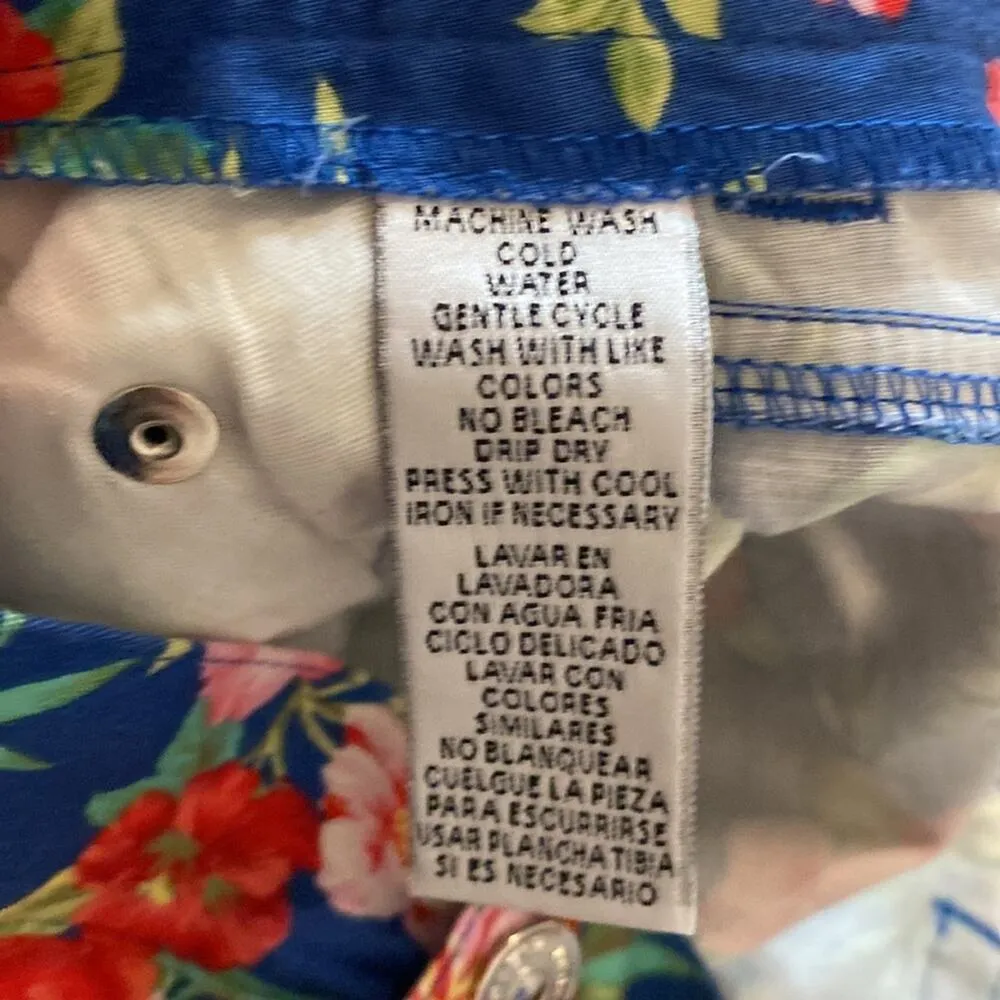 Lauren Ralph Lauren Colorful Floral Women’s Cropped Capris Sz 12 Petite Cotton Blue - Image 5