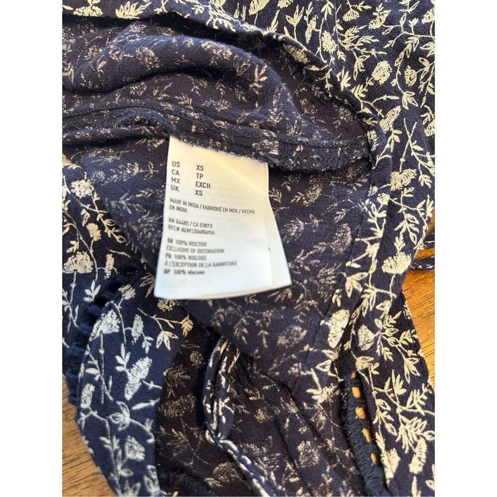 American Eagle Outfitters Womens Shorts Romper Navy White Floral Size XSmall - Image 6