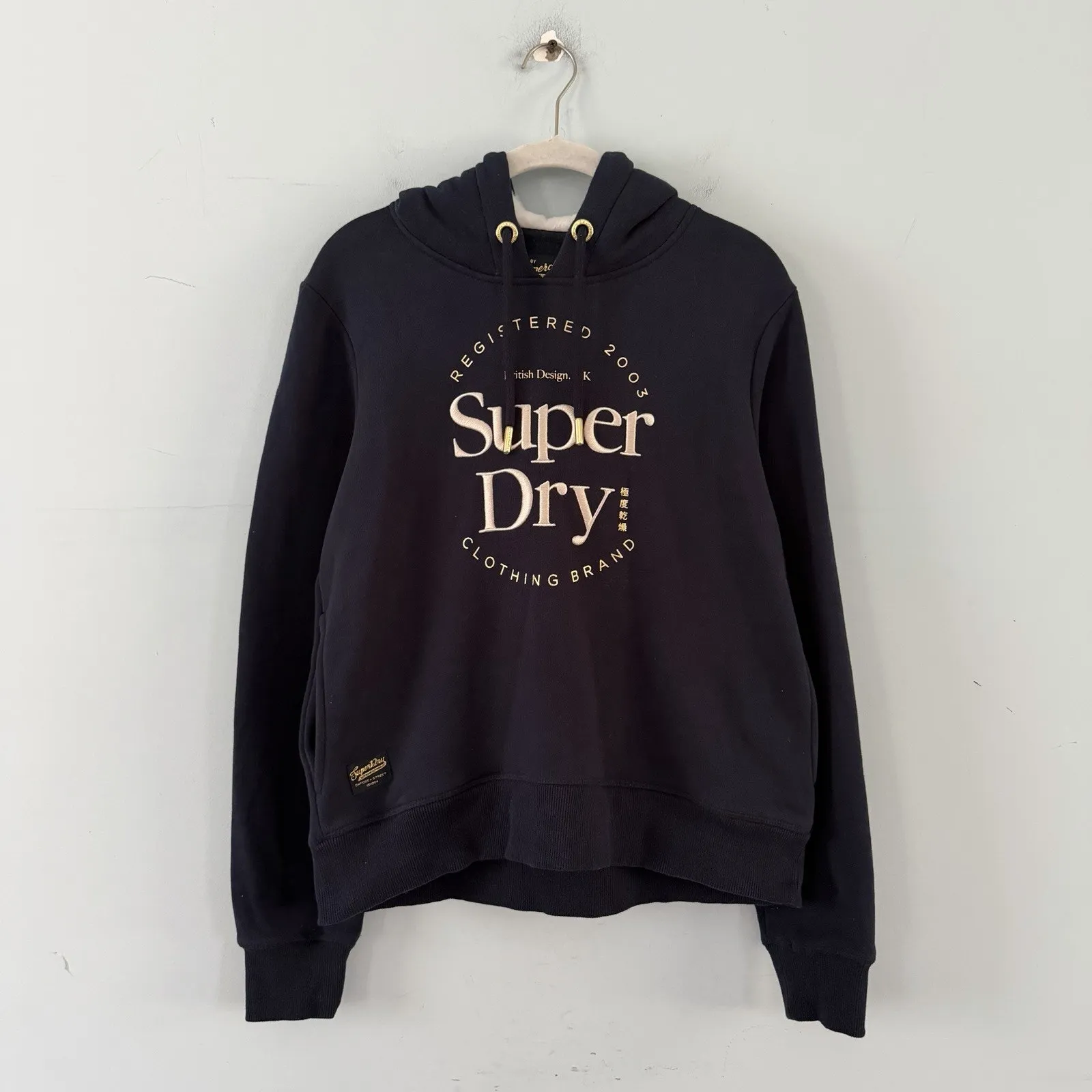 Superdry Luxe Metallic Logo Nautical Navy Hoodie Womens Sweatshirt - Image 3
