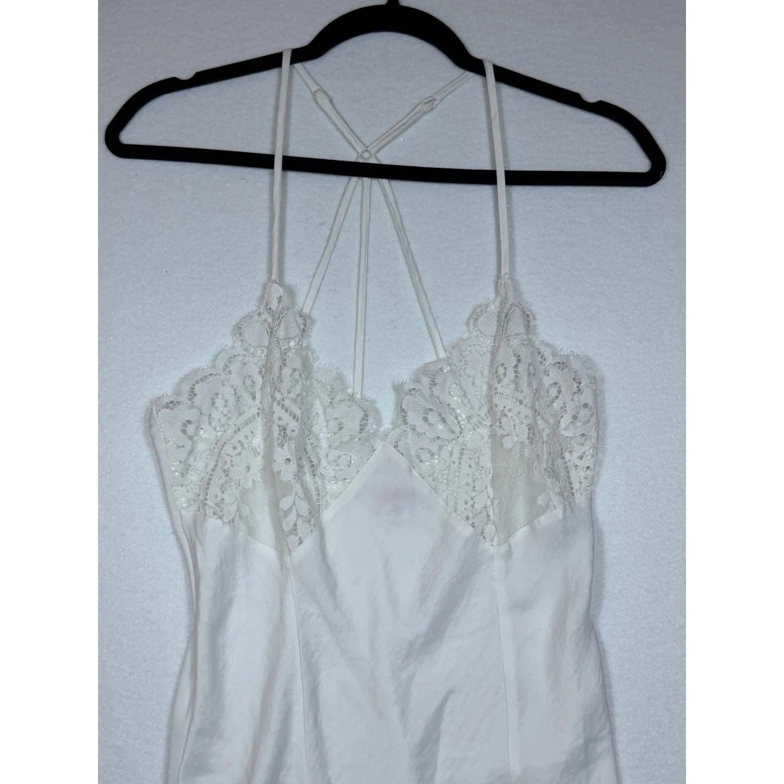 Jezebel White Lace Trim Slip Chemise Nightgown Lingerie Size M Bridal - Image 2