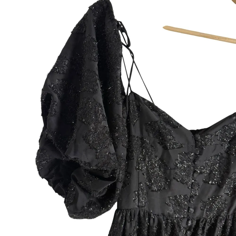 Hofmann Copenhagen Angele Black Lace Tie Strap Off Shoulder Maxi Dress Size 4 - Image 8