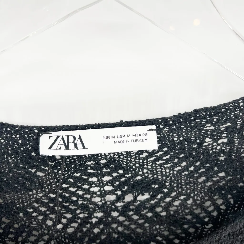 ZARA Double Tie Crochet Bathing Suit Cover Up‎ M Black - Image 7