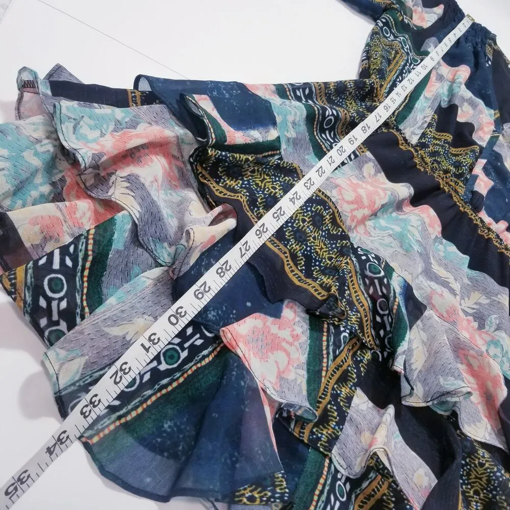 Hiche Printed Layered Ruffle Pintuck Dress - Image 9