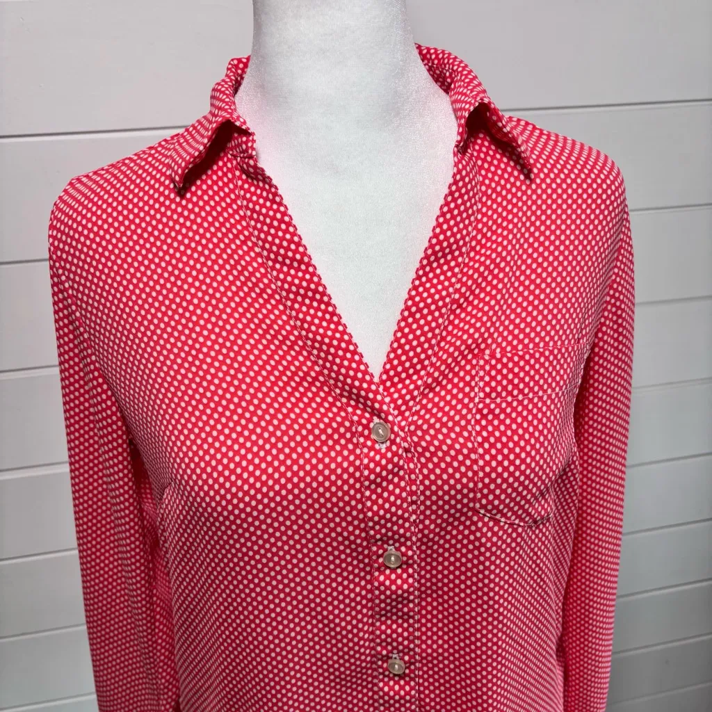 Outback Red Polka Dot Shirt Top Button Sleeve Size XS‎ - Image 2