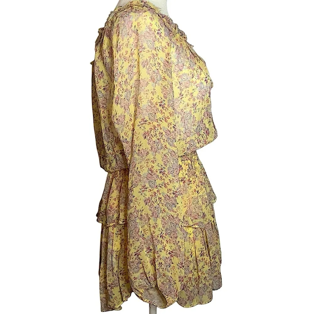 • LoveShackFancy silk mini dress yellow floral xsmall - Image 7