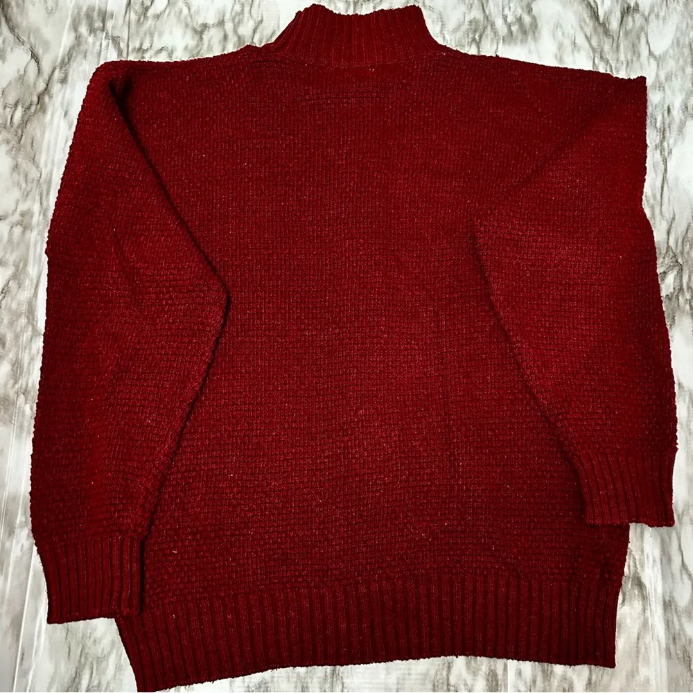 Winter Silks White Pine Women Sz XL Dark Red Silk Blend Funnel Necklace Sweater - Image 6