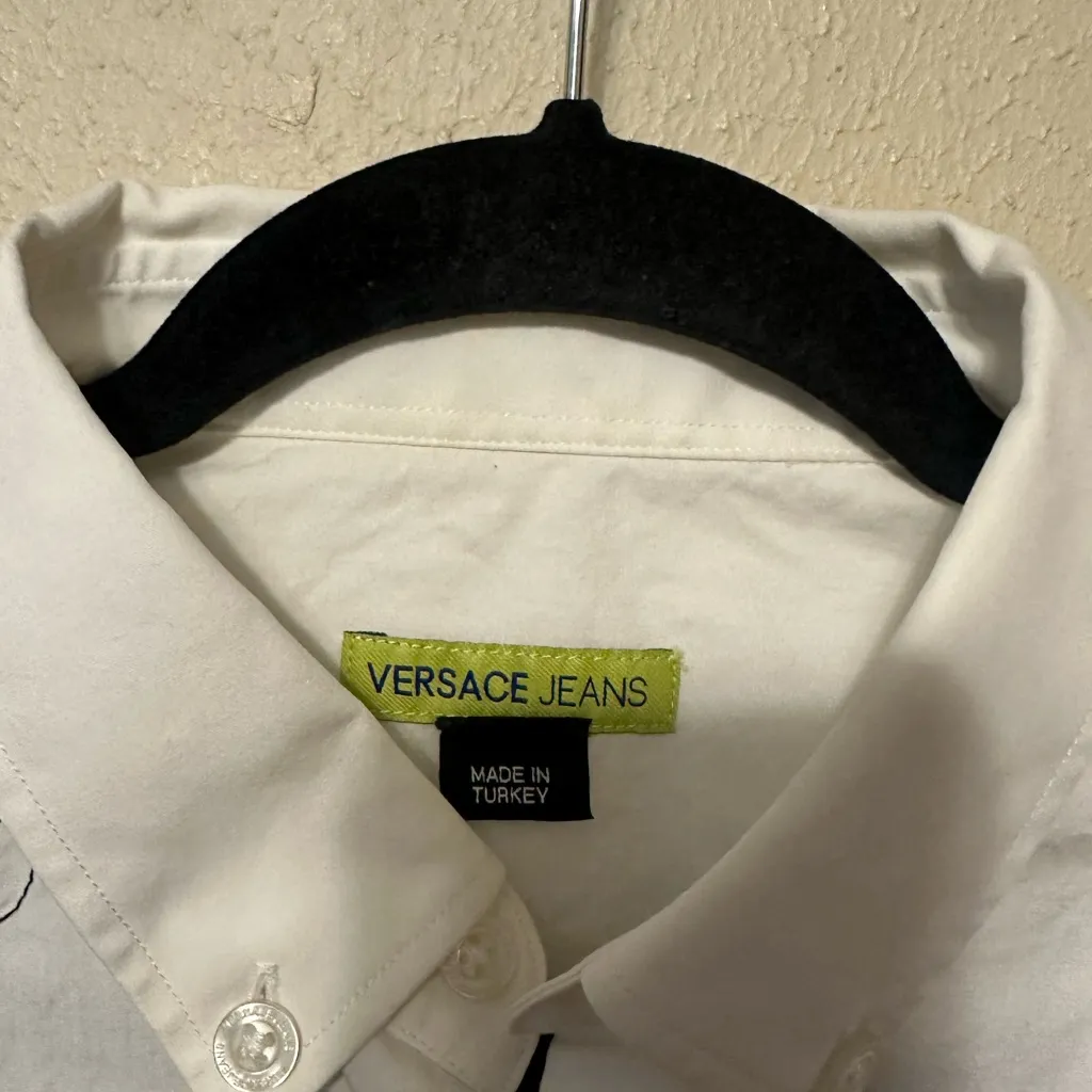 Versace  Jeans‎ Embroidered Logo Button Up Blouse Size Small - Image 7