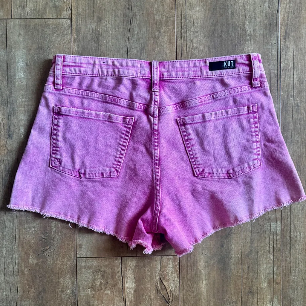 Kut from the Cloth Acid Wash Pink High Rise Jane Stretch Denim Shorts Size 8 - Image 3