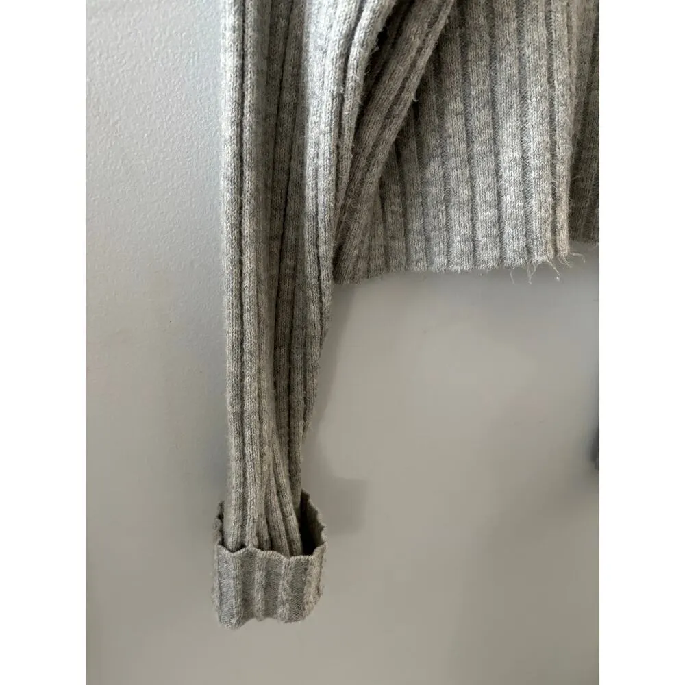 Forever 21 Sweater Women's Medium Gray Ribbed Turtleneck Knit Minimalist - Image 3