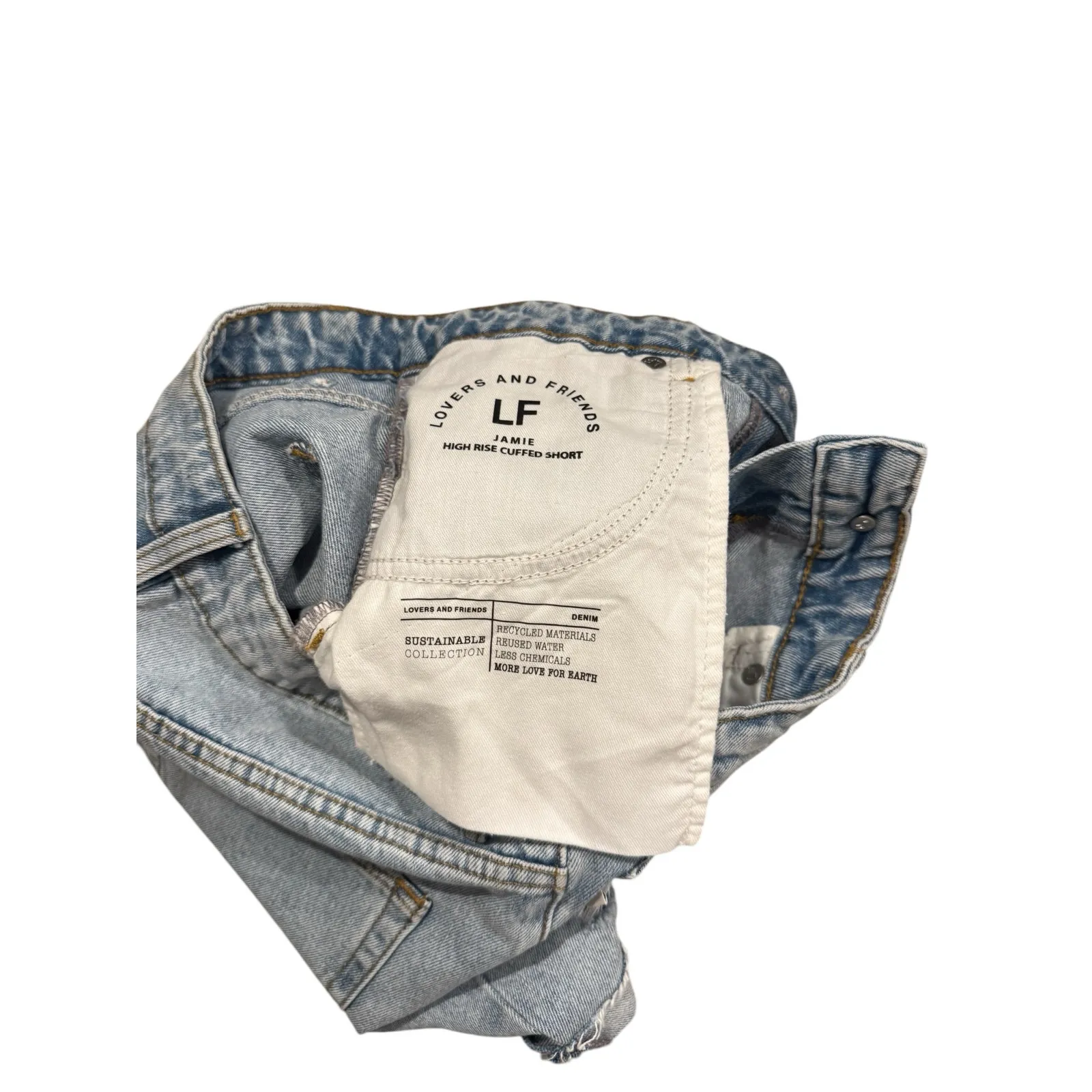 Revolve Lovers + Friends Jamie High Rise Cuffed Jean Denim‎ Short Size 27 NWT - Image 6