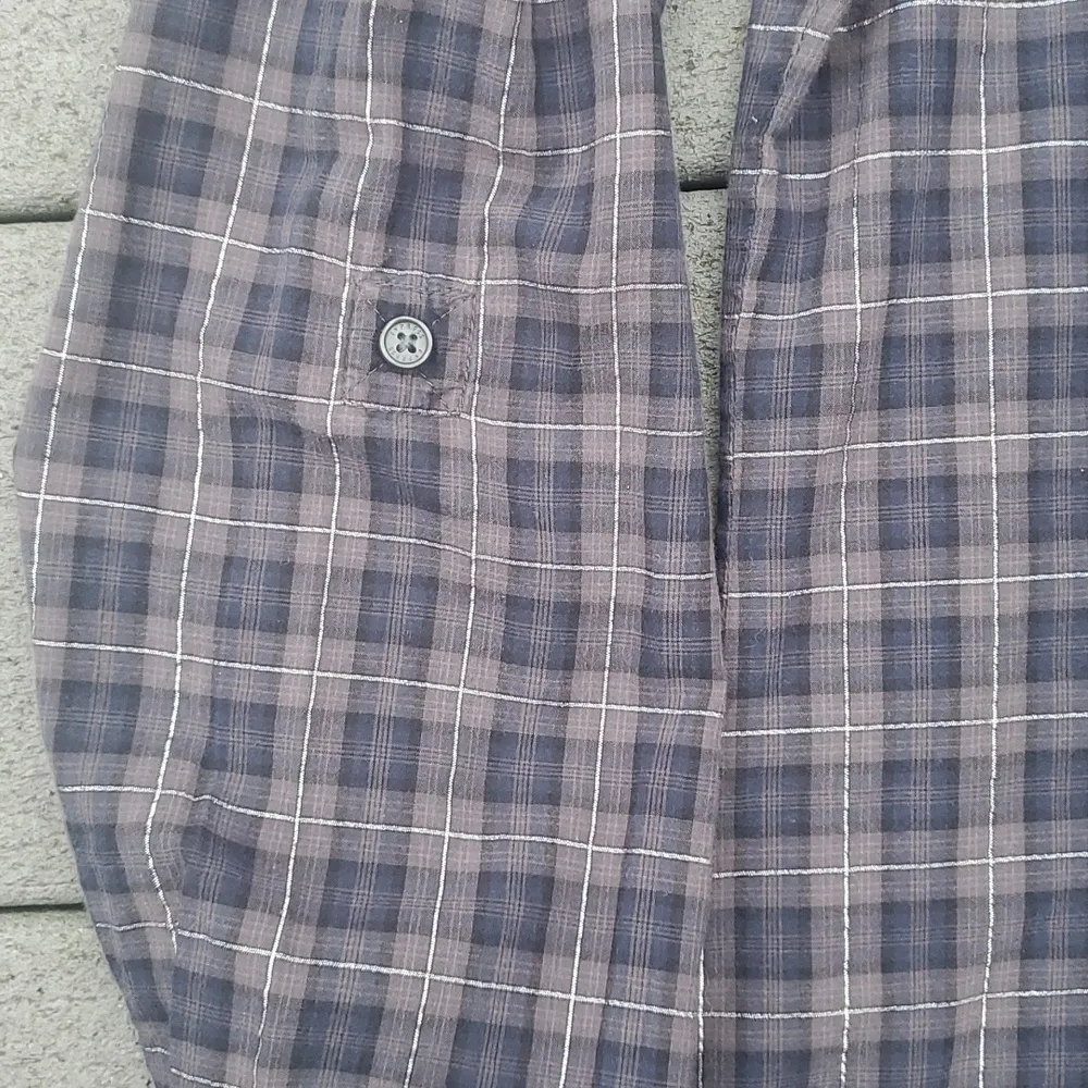 Express Plaid V-Neck Ruffle Button-Up Shirt - Size Small - Image 10