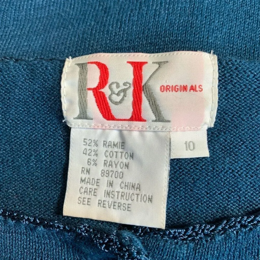 Vintage 90s Embroidered Cardigan Sweater Dark Blue Floral Short Sleeve Knit 10 - Image 8