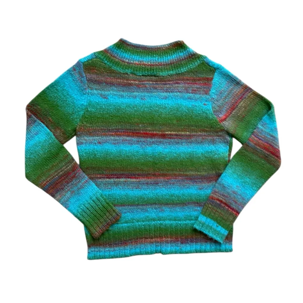 Vintage Y2K Relativity Rainbow Striped V-Neck Sweater Size Small - Image 6