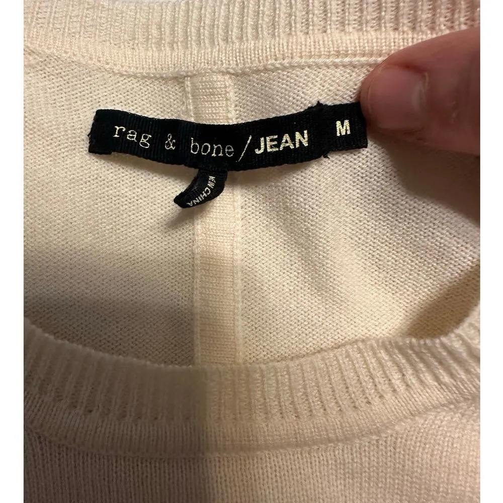 Rag & Bone Jean 100% Wool Sweater Women's Size Medium Cream Crewneck Neutral - Image 3
