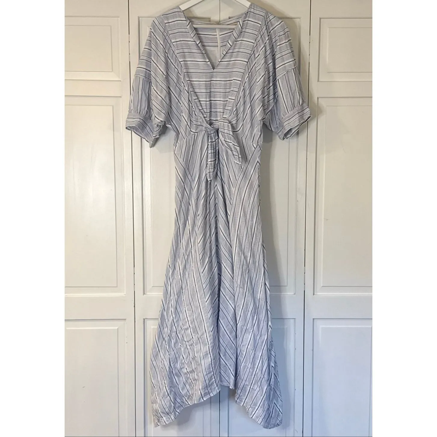Rebecca Taylor blue striped directional stripe midi dress size 4 - Image 4