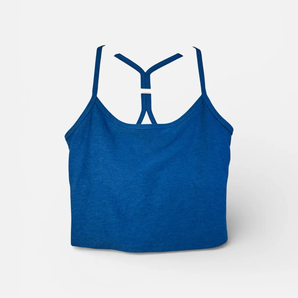 BEYOND YOGA Space Dye Cropped Racerback Blue Sports Bra Tank Small - Image 2