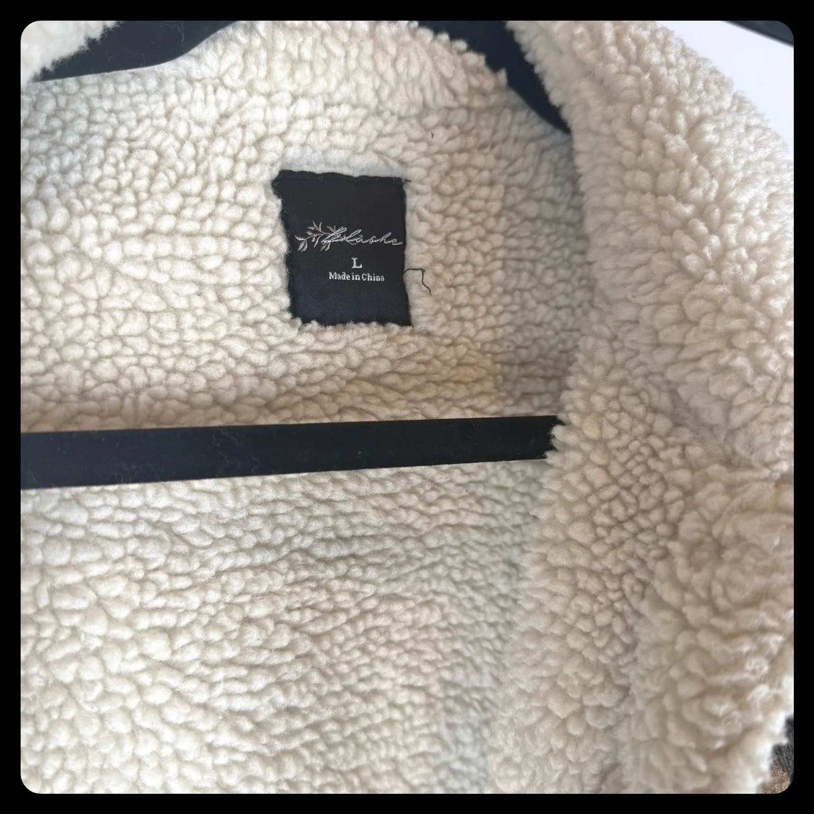 Cropped Faux Sherpa Collar Buffalo Plaid Flannel Jacket Snap Button Brown‎ Black Brown Size L - Image 4