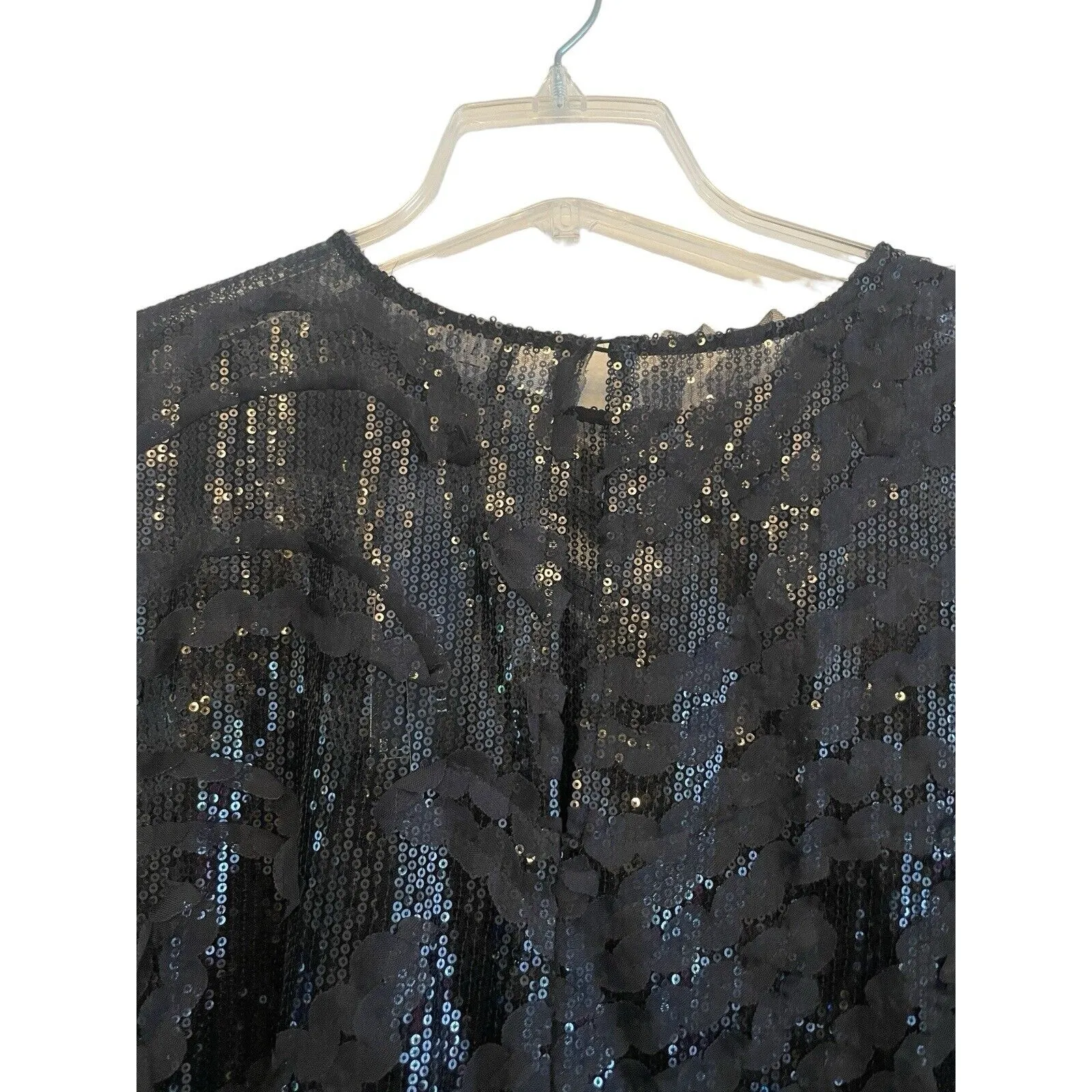 Eloquii Lace Sequin‎ Long Sleeve Maxi Dress Gown Size 16 Black Formal Sheer NWT - Image 5