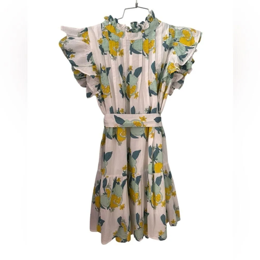 Victoria Dunn LEMON VICTORIA DUNN MINI TIE DRESS NWT M White Size M - Image 2