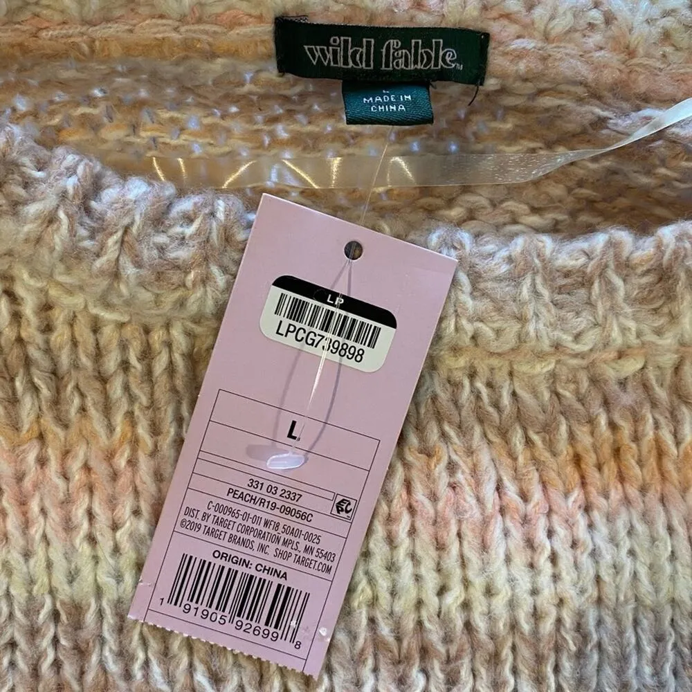 WILD FABLE Space Dye Pink Cropped Long Sleeve Sweater Size Large Pullover NWT - Image 8