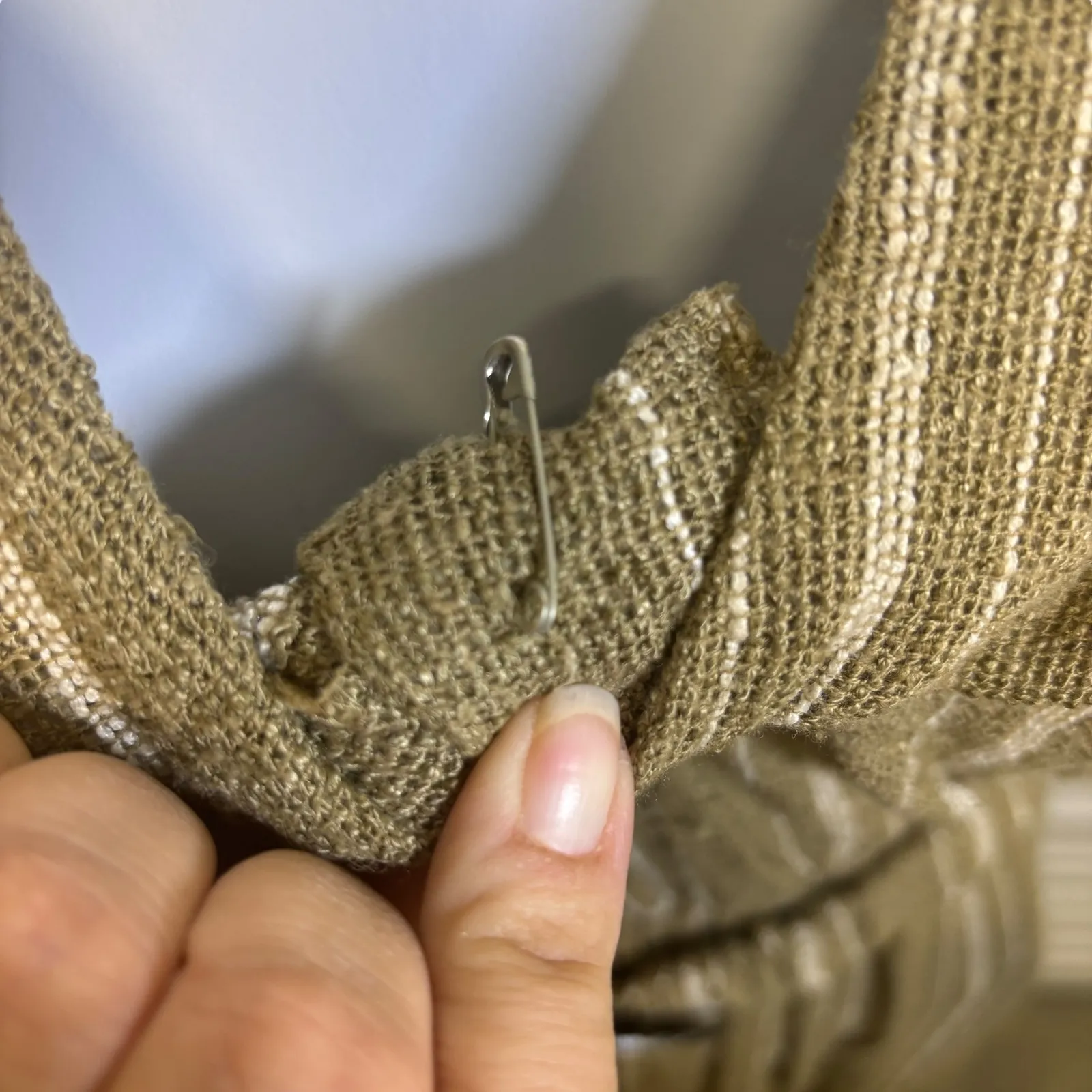 Vintage Sybil California Striped Maxi Dress Batwing Sleeve Belted Size‎ Medium** Tan - Image 12