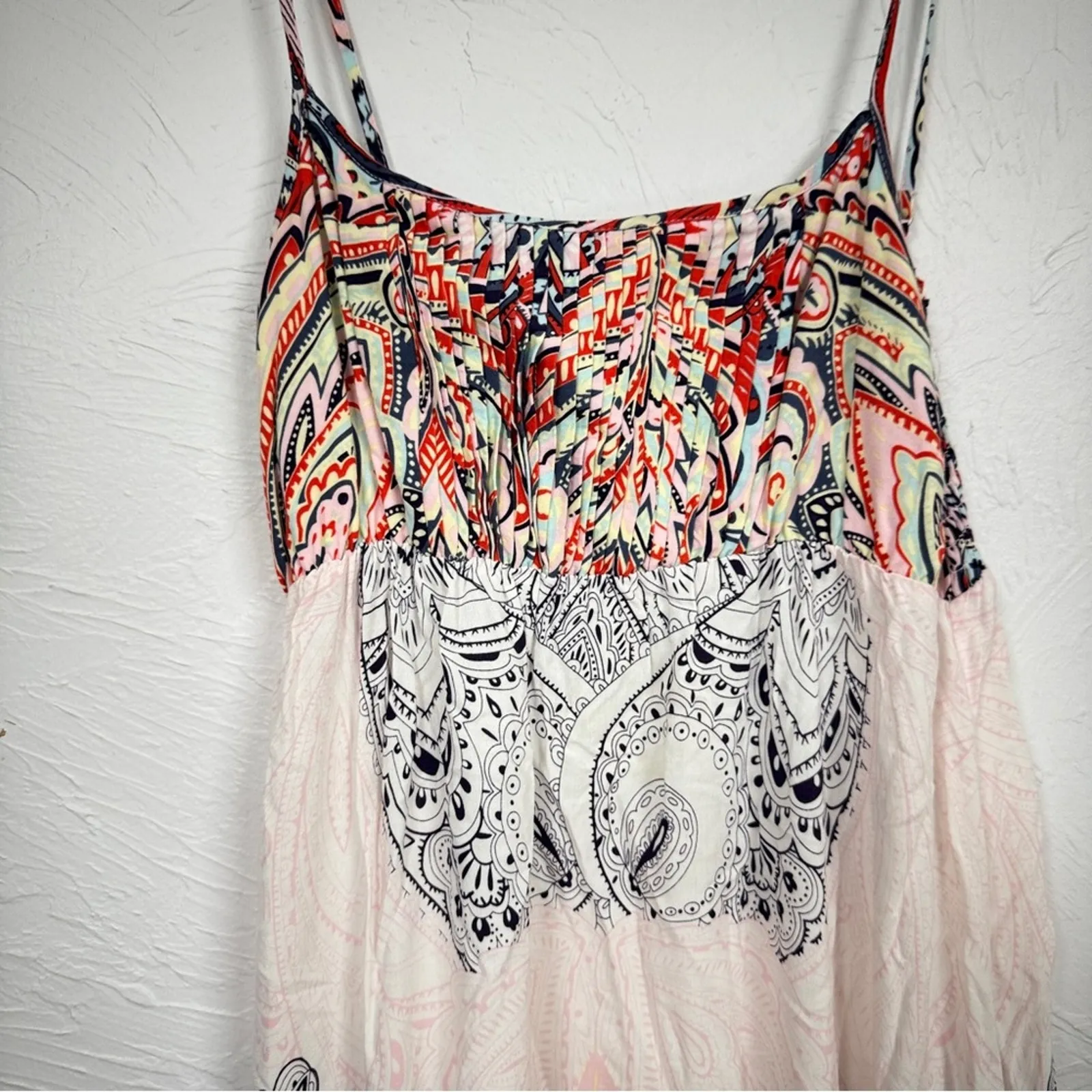 Honolulu Wahine Paisley Floral Maxi Dress Womens S Boho Hawaiian Beachy Casual White - Image 6