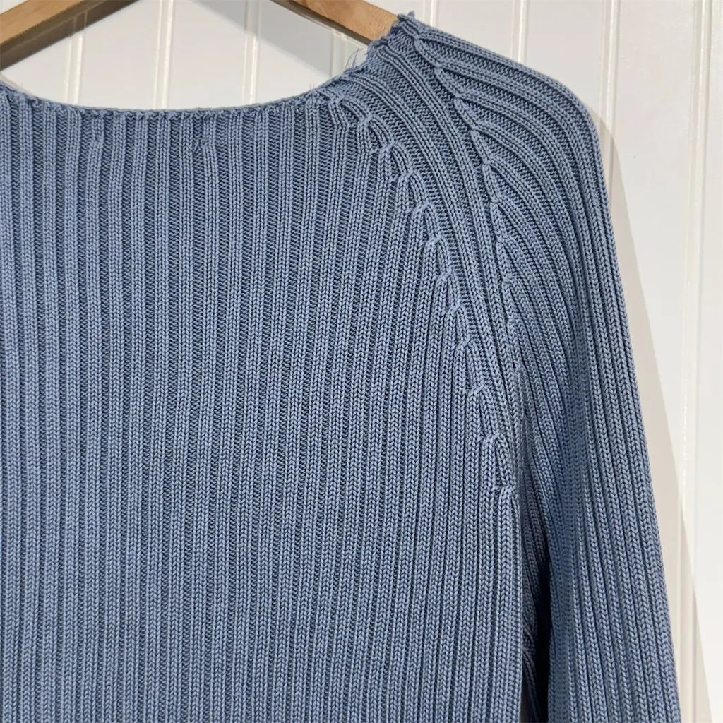 Vintage Brooks Brothers Sweater M Blue Ribbed Knit 100% Cotton Made in Hong Kong - Image 5